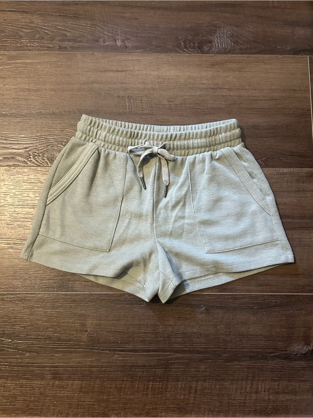 Hippie Rose Light Sage Drawstring Knit Lounge Shorts